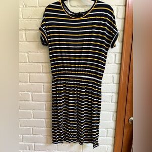 Banana Republic Navy and Yellow Striped Dress